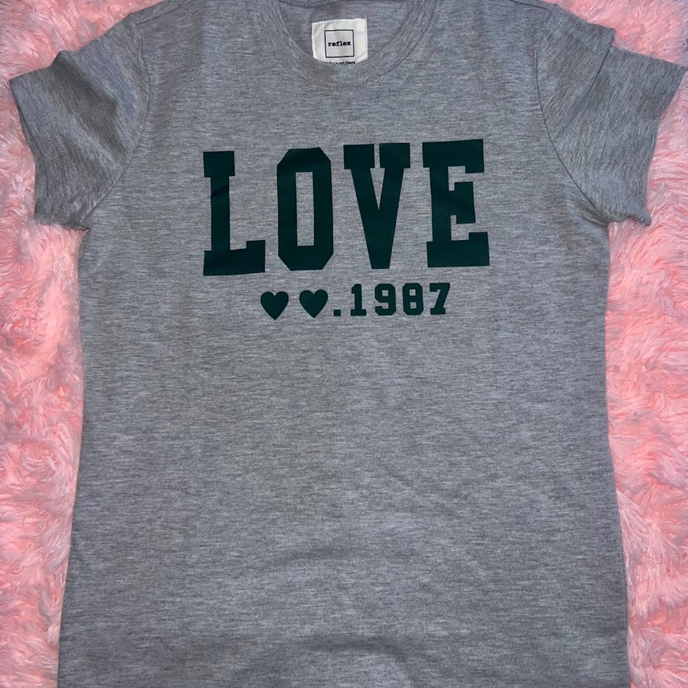 Reflex Gray Short Sleeve Tee with LOVE Graphic